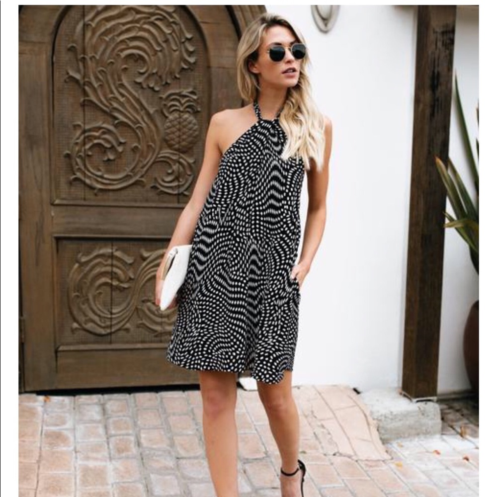 Vici Collection- black polkadot dress